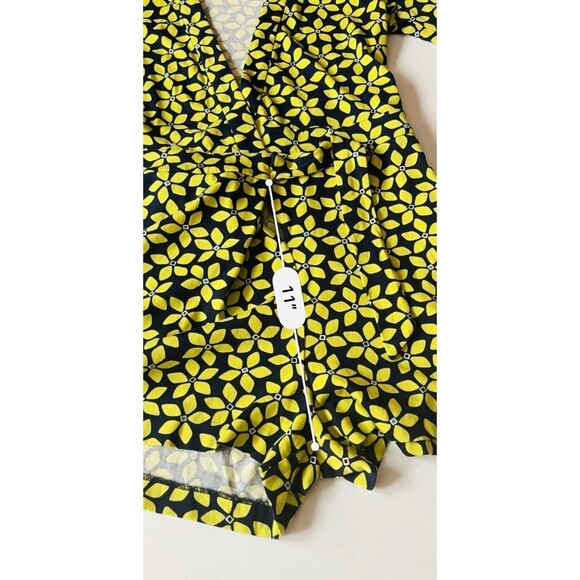 Diane Von Furstenberg Blue Yellow Floral Romper Women's Size 4 US Cotton Silk - Picture 8 of 12
